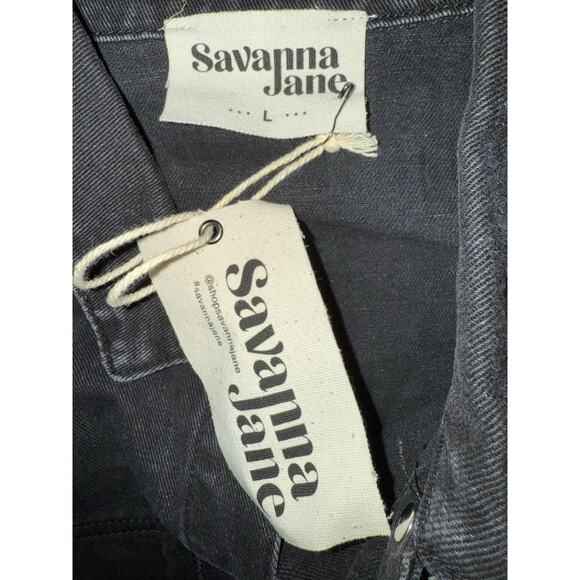 Savanna Jane rhinestone fringe crop front denim jacket black large western NWT - Picture 11 of 12
